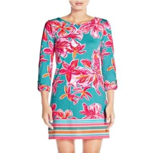 Lilly Pulitzer Linden Dress in Via Sunny Cotton Jersey Roll Tab Sleeve S NWOT